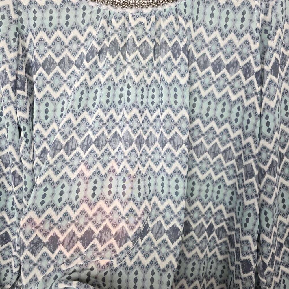 Maurices Sheer Embellished Blouse L - Picture 6 of 9